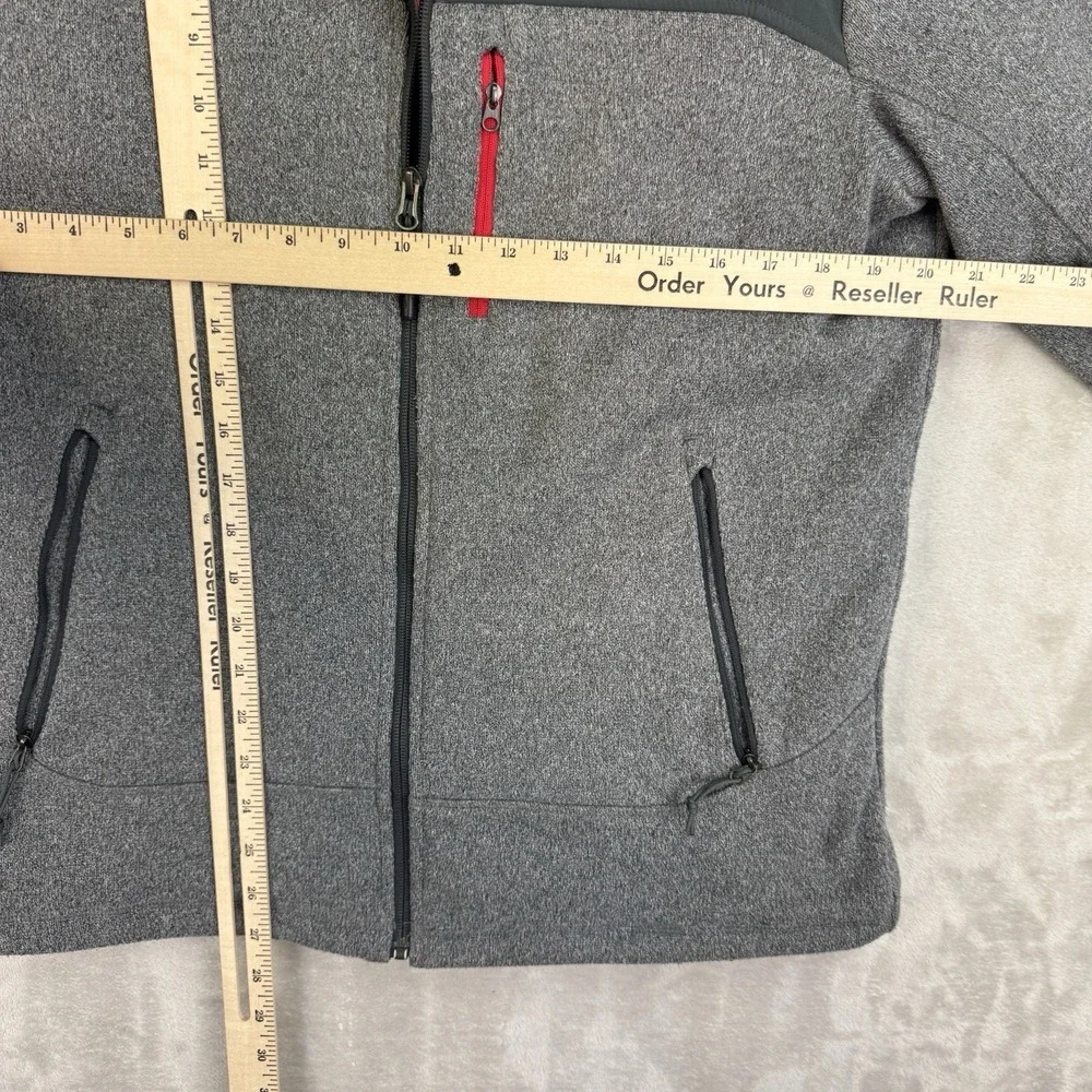The North Face Gordon Lyons Insulated Hoodie Mens Small Gray Red Full Zip Jacket